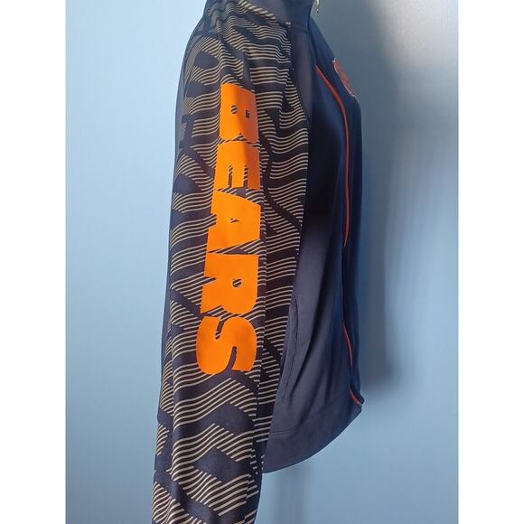 Chicago Bears Zip Up Thermal Base Jacket Graphic Sleeve Blue,Orange,Gray Large - Picture 10 of 15